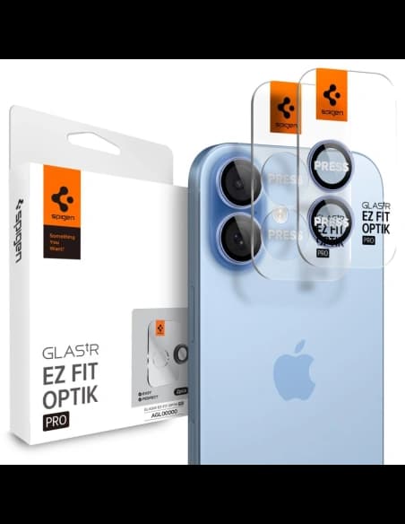 Protector de cameră Spigen Optik Pro Glas.tr ez Fit Apple iPhone 16 / 16 Plus / 17 Albastru [2 PACHET]