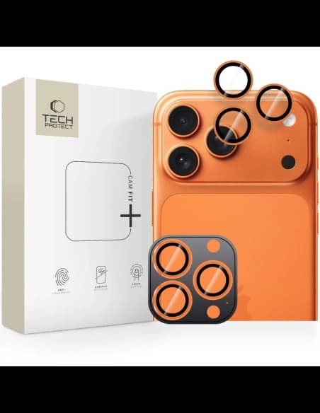 Osłona aparatu Tech-Protect Camring Fit+ do Apple iPhone 14 Pro / 14 Pro Max / 15 Pro / 15 Pro Max / 16 Pro / 16 Pro Max / 17 Pro / 17 Pro Max Cosmic Orange
