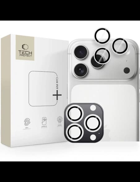 Osłona aparatu Tech-Protect Camring Fit+ do Apple iPhone 14 Pro / 14 Pro Max / 15 Pro / 15 Pro Max / 16 Pro / 16 Pro Max / 17 Pro / 17 Pro Max Silver