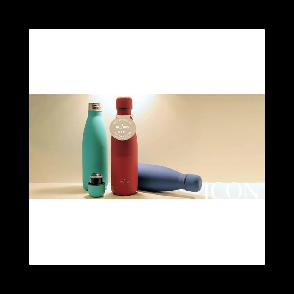 PURO ICON Edelstahl-Thermoflasche 500ml (Living Coral) (Silikonbeschichtung) - 2