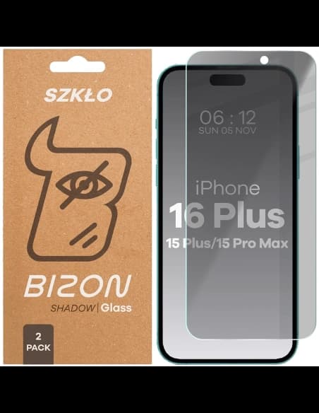 Bizon Glass Clear Shadow Apple iPhone 15 Plus / 15 Pro Max / 16 Plus nuanțat [2 PACHET]