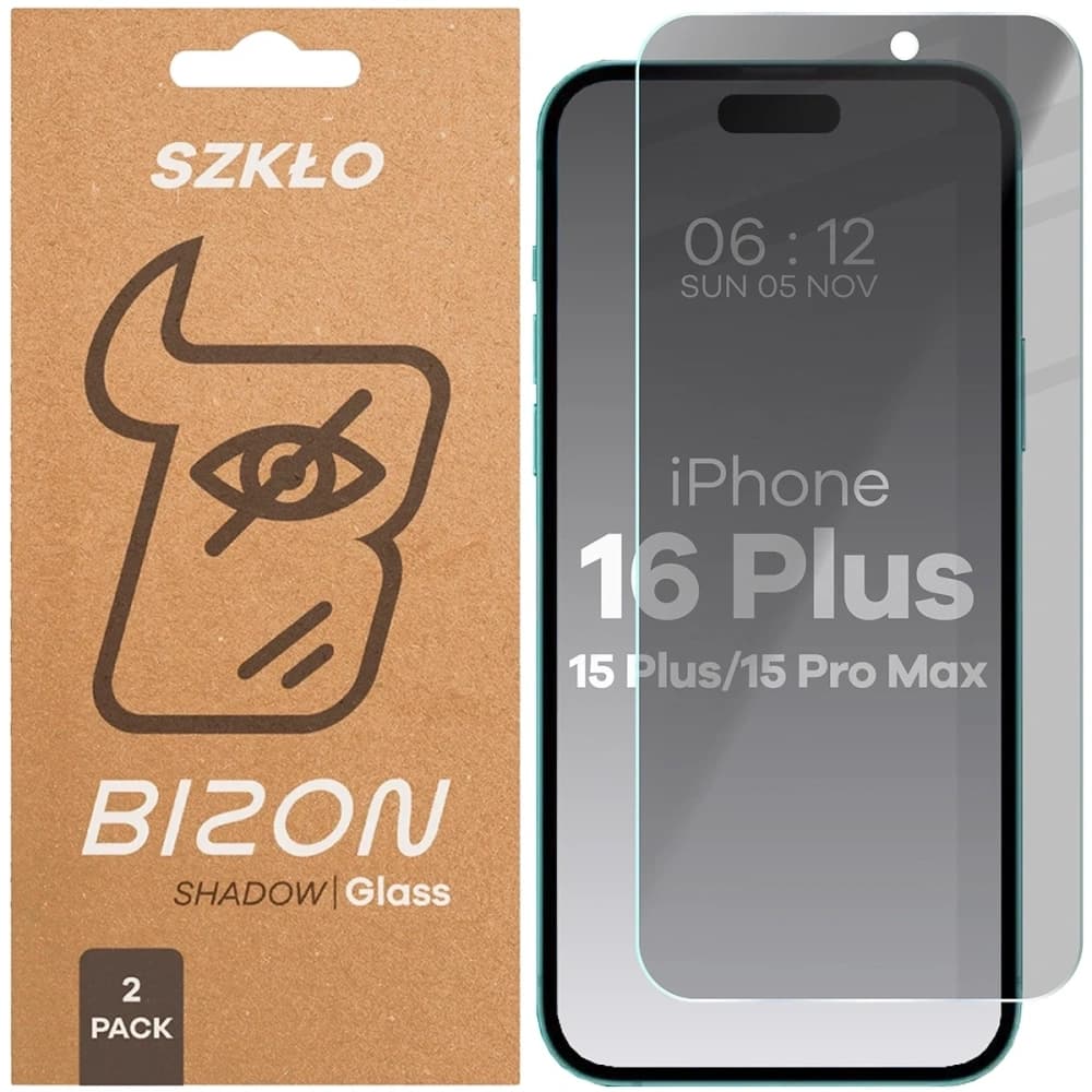 Bizon Glass Clear Shadow Apple iPhone 15 Plus / 15 Pro Max / 16 Plus tinted [2 PACK] - 1