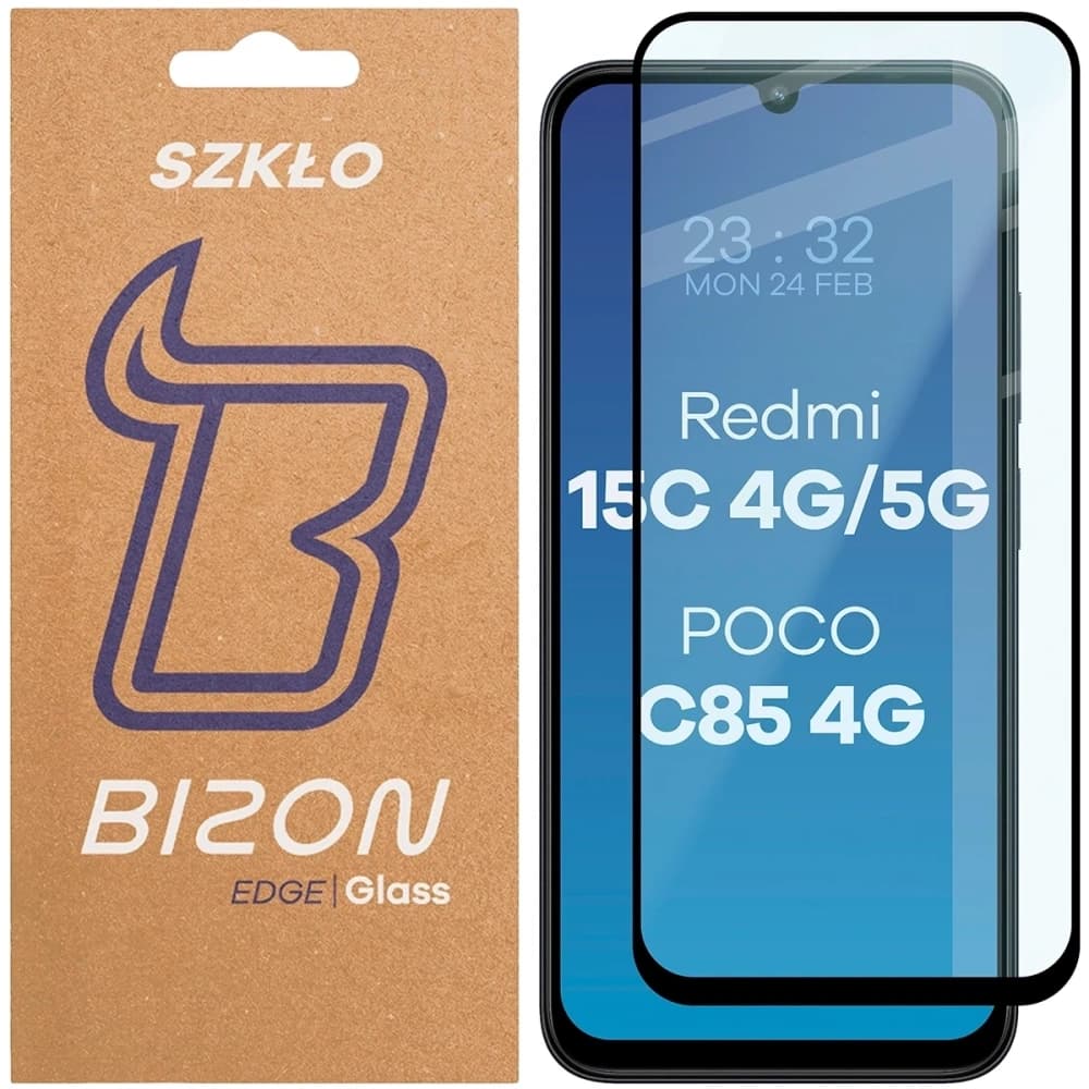 Bizon Glass Edge 2 Xiaomi Redmi 15C 4G / 5G / POCO C85 4G 173mm black frame - 1