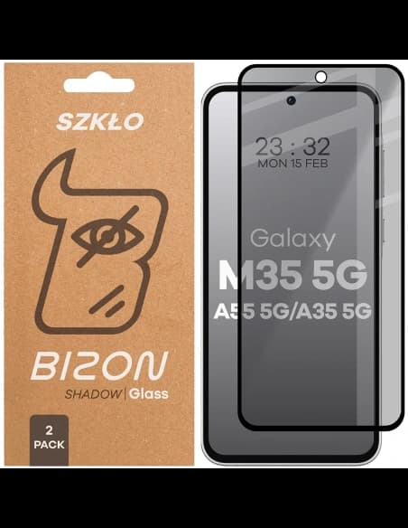 Bizon Glass Edge Shadow Duo Samsung Galaxy M35 5G / A35 5G / A55 5G getönt mit einem schwarzen Rahmen [2 PACK]