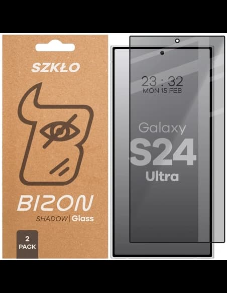 Bizon Glass Edge Shadow Duo Samsung Galaxy S24 Ultra nuanțat cu un cadru negru [2 PACHET]