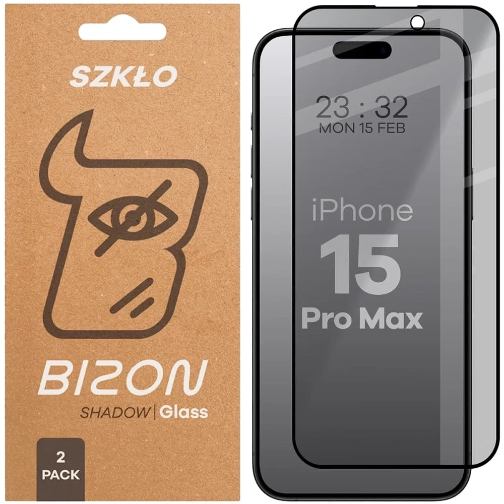 Bizon Glass Edge Shadow Duo Apple iPhone 15 Pro Max nuanțat cu un cadru negru [2 PACHET] - 1