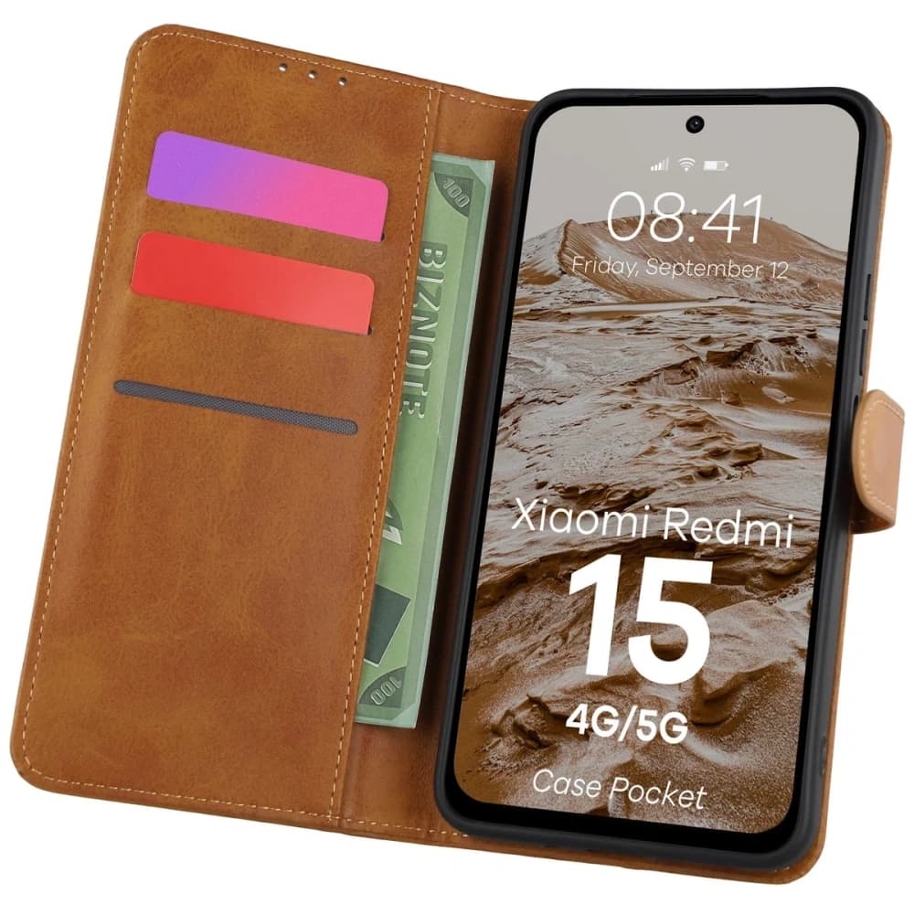 Bizon Case Pocket Xiaomi Redmi 15 4G / 5G brown - 1