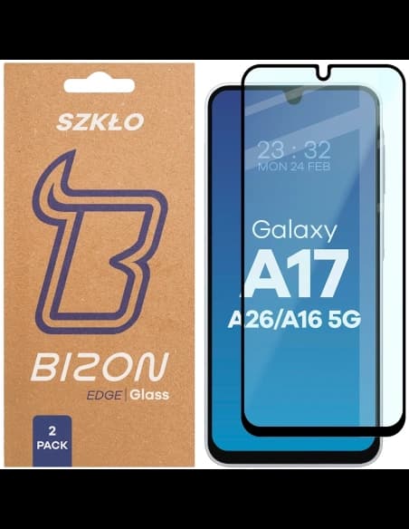 Bizon Glass Edge Duo Samsung Galaxy A16 4G / 5G / A17 5G / A26 5G schwarzer Rahmen [2 PACK]