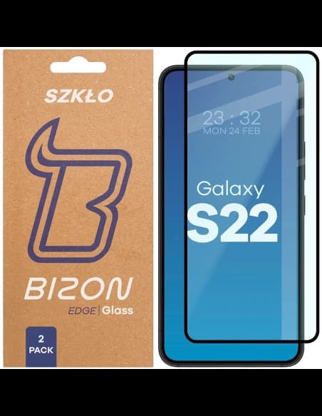 Bizon Glass Edge Duo Samsung Galaxy S22 fekete keret [2 CSOMAG]
