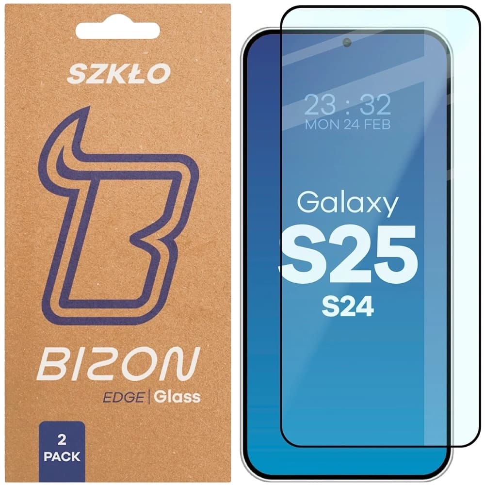Bizon Glass Edge Duo Samsung Galaxy S25 / S24 black frame [2 PACK] - 1