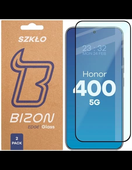 Bizon Glass Edge Duo Honor 400 black frame [2 PACK]