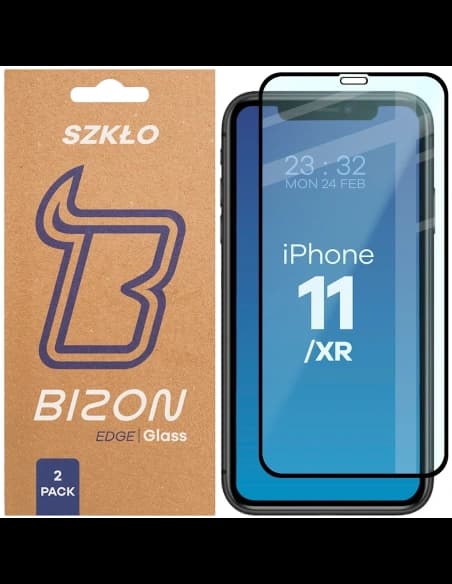 Bizon Glass Edge Duo Apple iPhone 11 / XR schwarzer Rahmen [2 PACK]