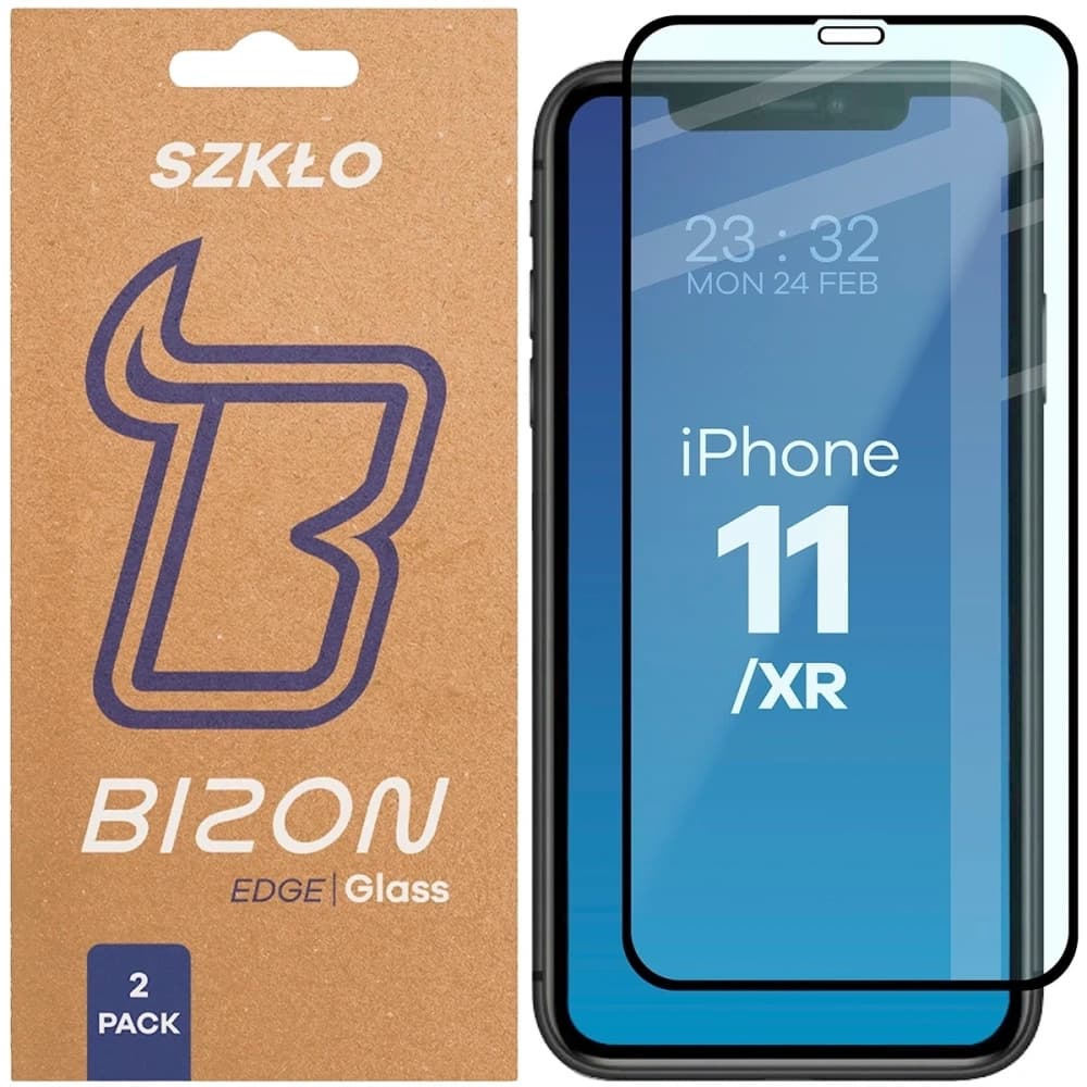 Bizon Glass Edge Duo Apple iPhone 11 / XR cadru negru [2 PACHET] - 1