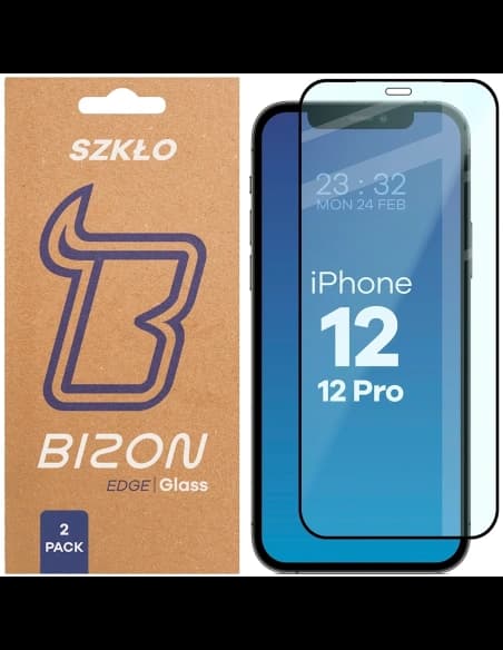 Bizon Glass Edge Duo Apple iPhone 12 / 12 Pro schwarzer Rahmen [2 PACK]