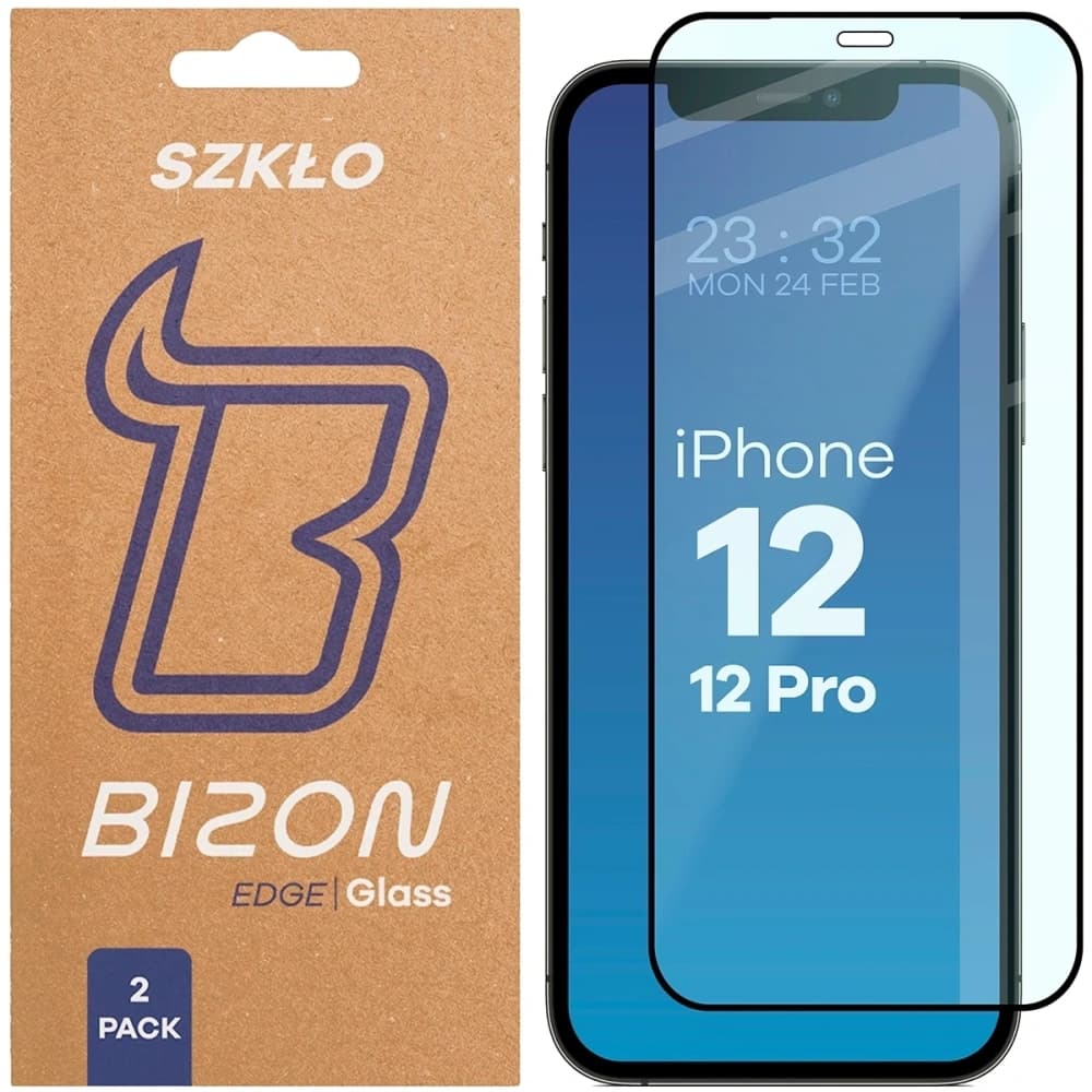 Bizon Glass Edge Duo Apple iPhone 12 / 12 Pro black frame [2 PACK] - 1