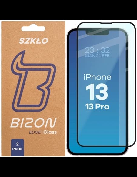 Bizon Glass Edge Duo Apple iPhone 13 / 13 Pro schwarzer Rahmen [2 PACK]