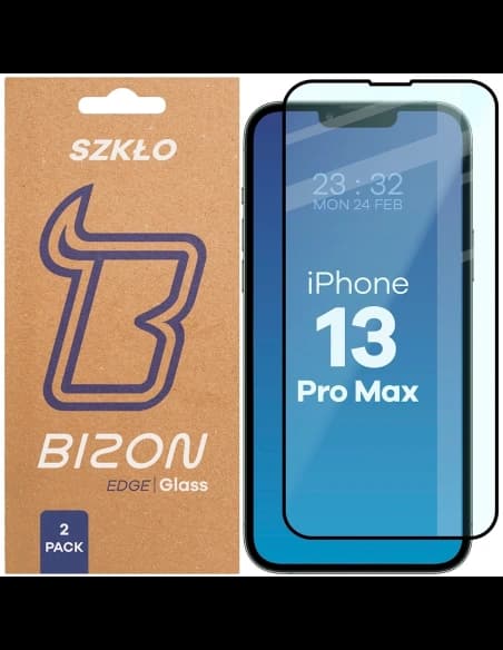 Bizon Glass Edge Duo Apple iPhone 13 Pro Max schwarzer Rahmen [2 PACK]