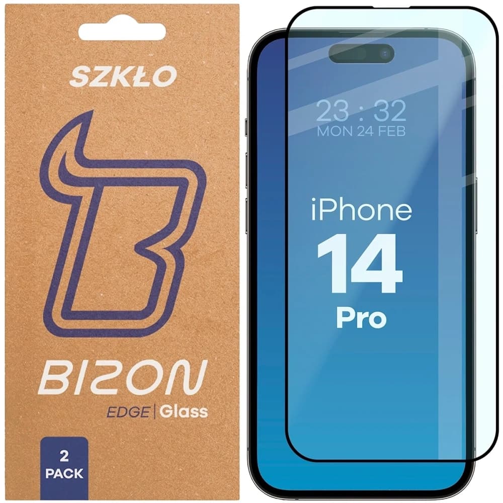 Bizon Glass Edge Duo Apple iPhone 14 Pro fekete keret [2 CSOMAG] - 1