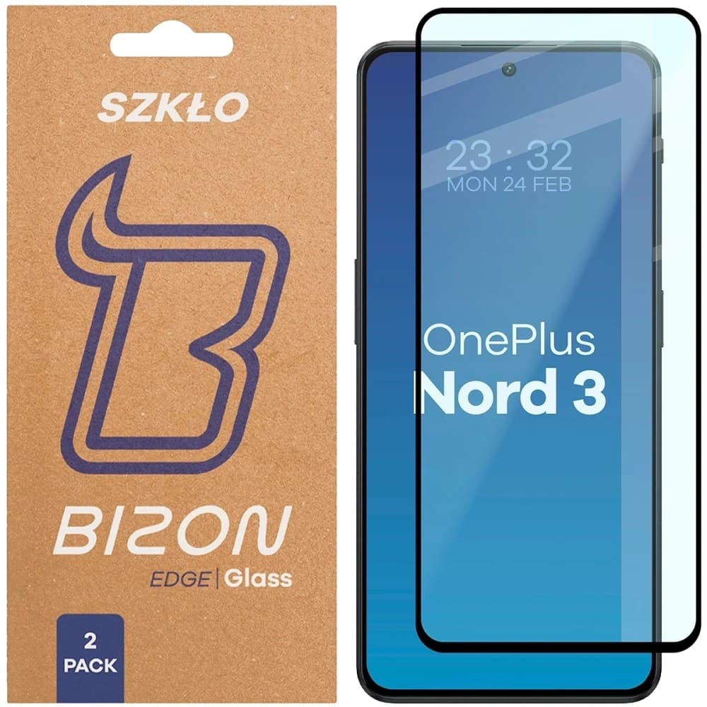 Bizon Glass Edge Duo OnePlus Nord 3 schwarzer Rahmen [2 PACK] - 1