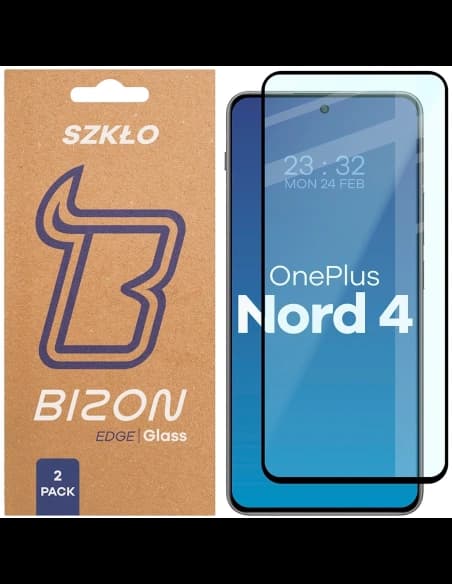 Bizon Glass Edge Duo OnePlus Nord 4 schwarzer Rahmen [2 PACK]
