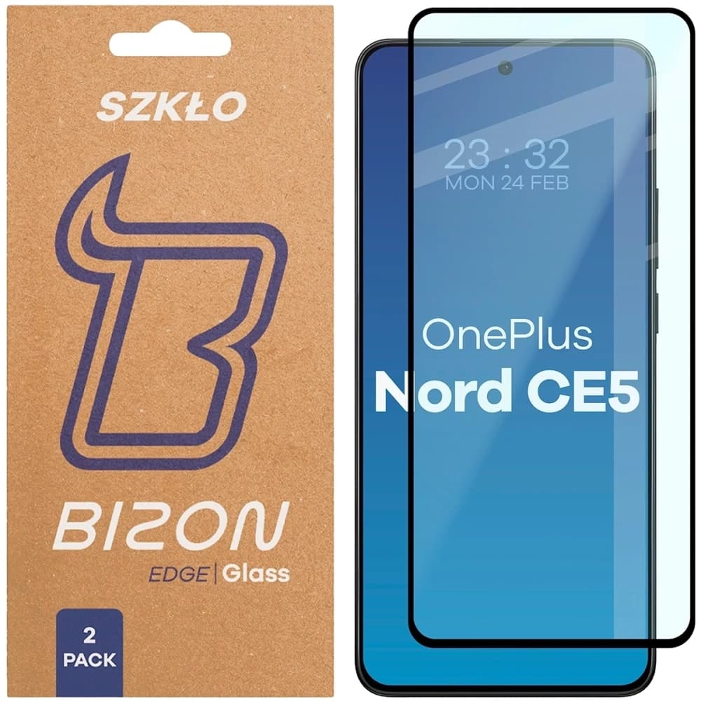 Bizon Glass Edge Duo OnePlus Nord CE5 5G schwarzer Rahmen [2 PACK] - 1