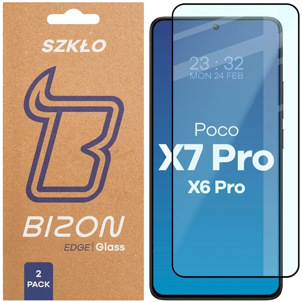 Bizon Glass Edge Duo Xiaomi POCO X6 Pro / X7 Pro fekete keret [2 CSOMAG] - 1