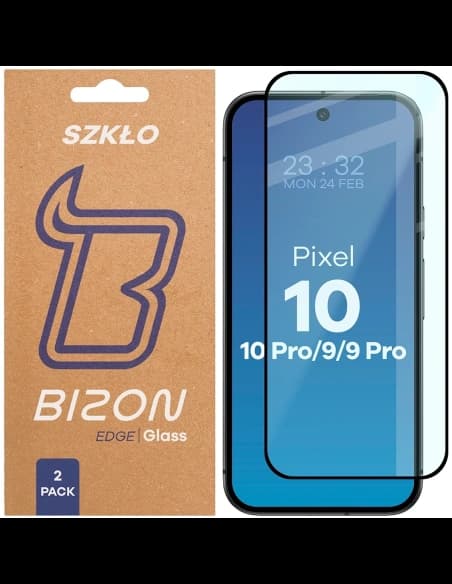 Bizon Glass Edge Duo Google Pixel 10 / 10 Pro / 9 / 9 Pro black frame [2 PACK]