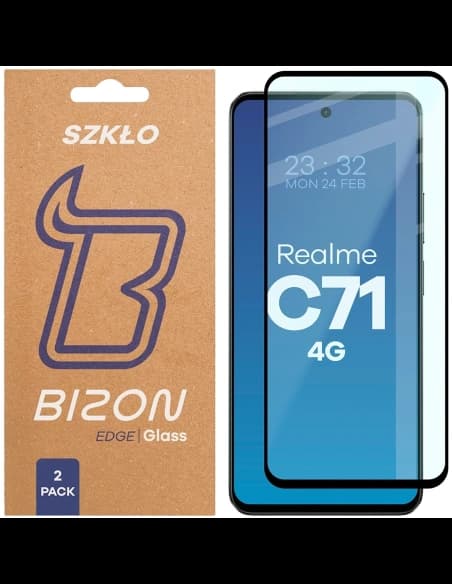 Bizon Glass Edge Duo Realme C71 4G black frame [2 PACK]