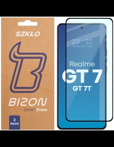 Bizon Glass Edge Duo Realme GT 7 / 7T cadru negru [2 PACHET]