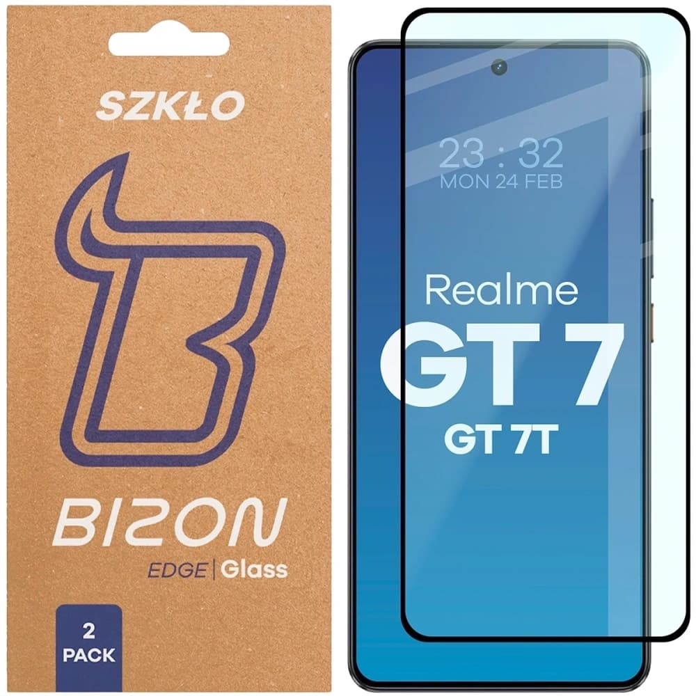 Bizon Glass Edge Duo Realme GT 7 / 7T cadru negru [2 PACHET] - 1