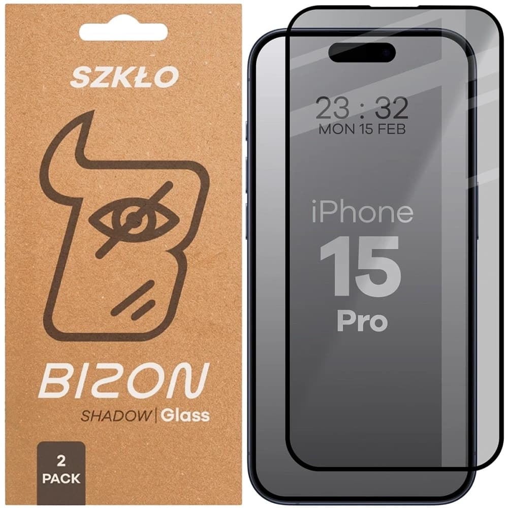 Bizon Glass Edge Shadow Duo Apple iPhone 15 Pro fekete kerettel árnyékolva [2 CSOMAG] - 1