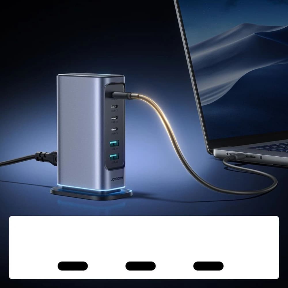Joyroom JR-TCM02 GaN 65W Nabíjecí stanice 4xUSB-C 2xUSB-A UK zástrčka Šedá - 12
