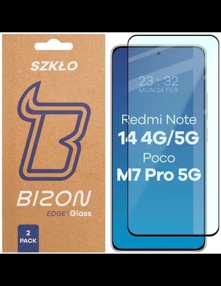 Bizon Glass Edge Duo Xiaomi Redmi Note 14 4G / 5G / POCO M7 Pro 5G fekete keret [2 CSOMAG]