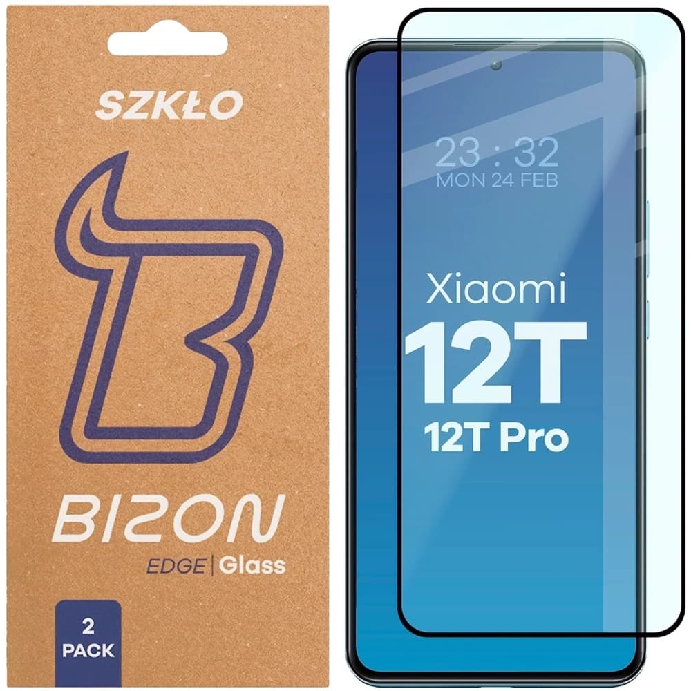 Bizon Glass Edge Duo Xiaomi 12T / 12T Pro cadru negru [2 PACHET] - 1