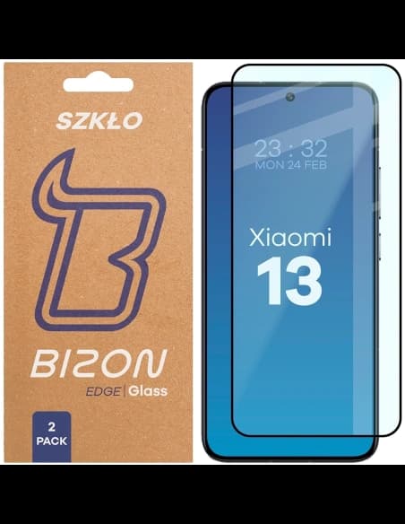 Bizon Glass Edge Duo Xiaomi 13 black frame [2 PACK]