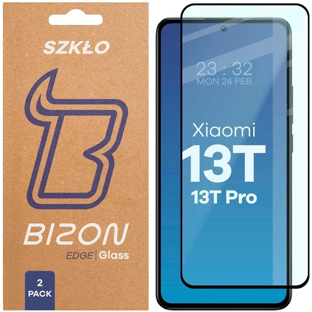 Bizon Glass Edge Duo Xiaomi 13T Pro / 13T cadru negru [2 PACHET] - 1