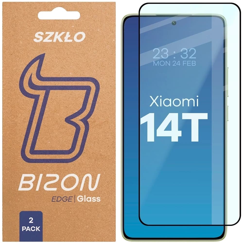 Bizon Glass Edge Duo Xiaomi 14T cadru negru [2 PACHET] - 1