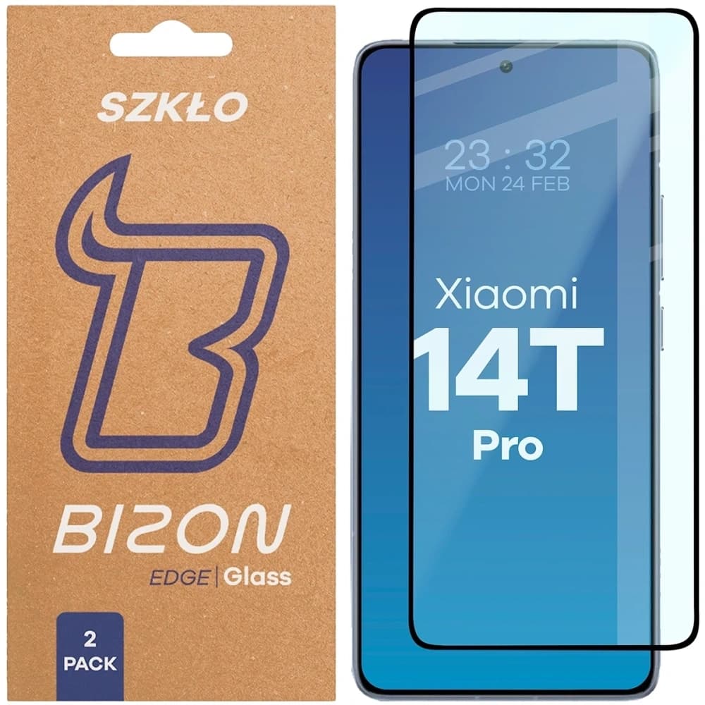 Bizon Glass Edge Duo Xiaomi 14T Pro cadru negru [2 PACHET] - 1