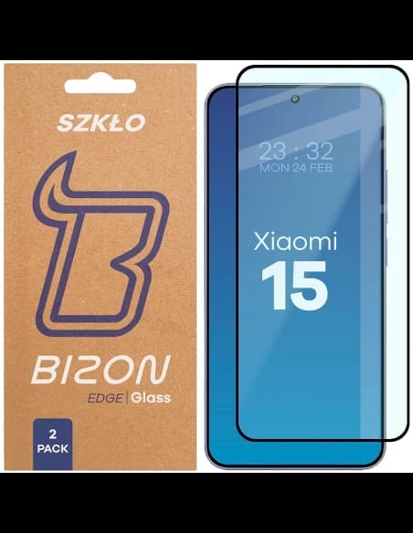 Bizon Glass Edge Duo Xiaomi 15 black frame [2 PACK]