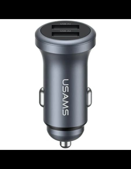 USAMS CC320 Aluminium Car Charger 2.4A 2xUSB-A tarnish