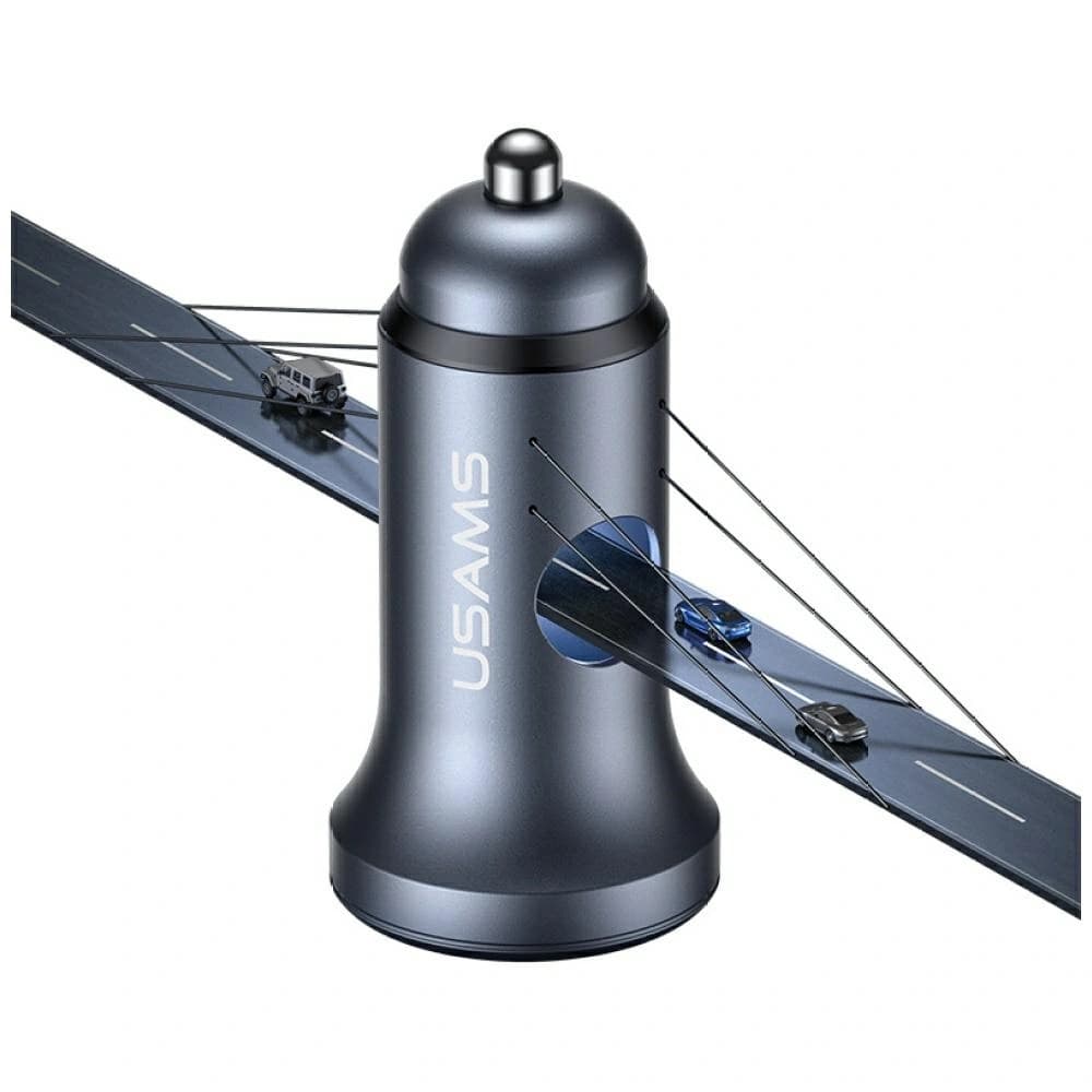 Încărcător auto USAMS CC320 din aluminiu 2.4A 2xUSB-A oxidat - 3