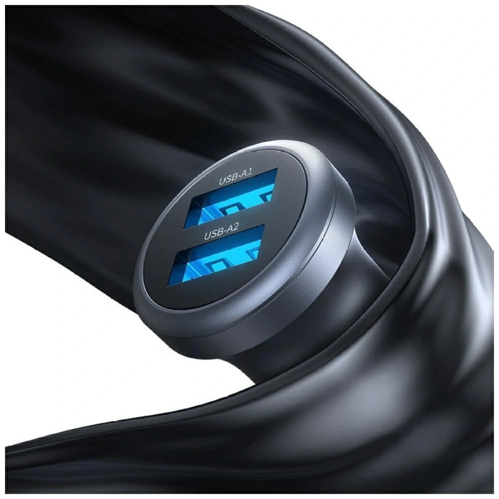 Încărcător auto USAMS CC320 din aluminiu 2.4A 2xUSB-A oxidat - 4
