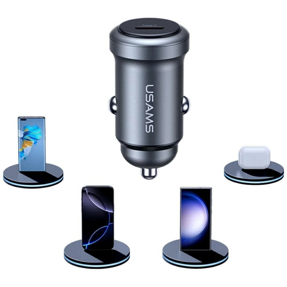 USAMS CC321 Aluminium 30W USB-C PD Car Charger tarnish - 3
