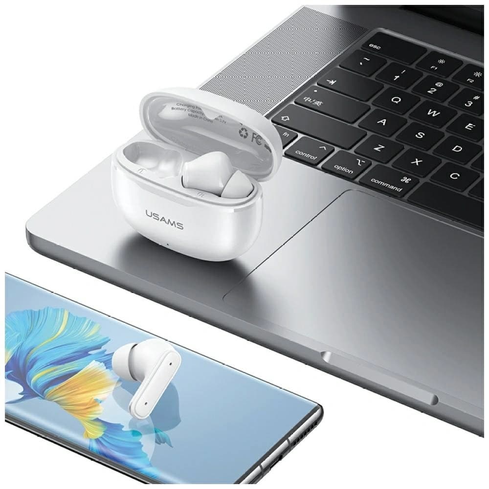 Căști wireless in-ear TWS USAMS E05 Bluetooth 6.0 albe - 3