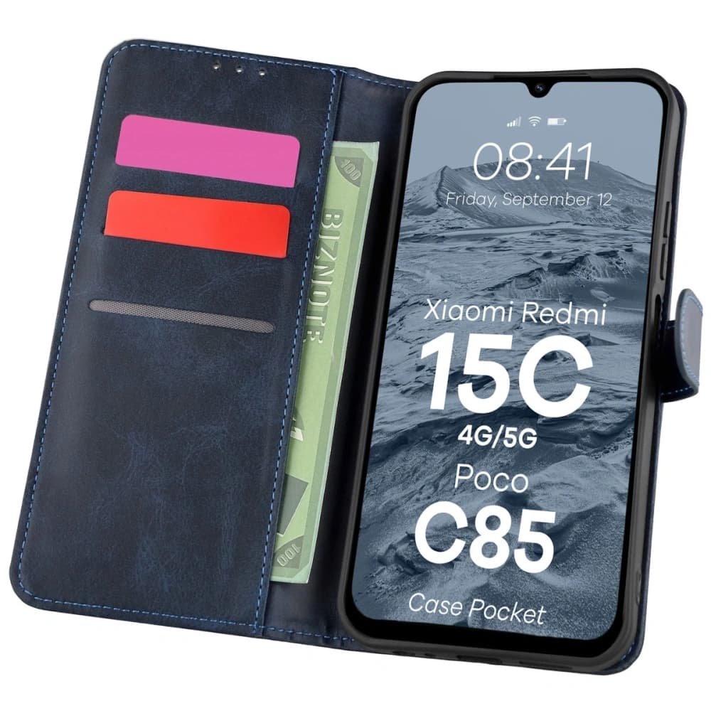 Bizon Case Pocket Xiaomi Redmi 15C 4G / 5G / Poco C85 173mm navy blue - 1
