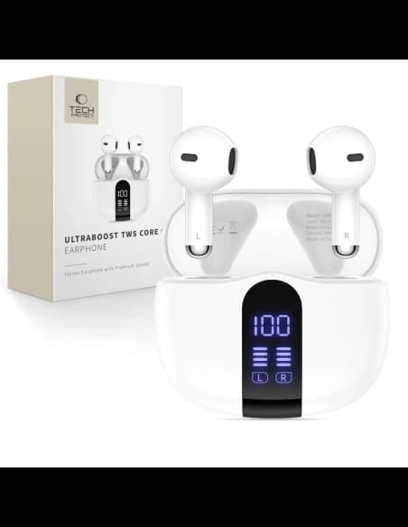 Căști Tech-Protect Ultraboost TWS Core G2 Albă