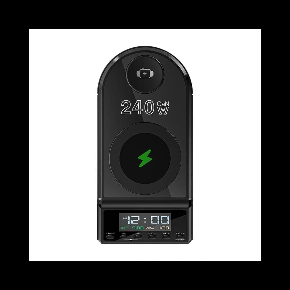 Blitzwolf BW-FW10 Budík s bezdrátovou nabíječkou 2xUSB-A 60W, 4xUSB-C 120W, pro telefon, hodinky - 5