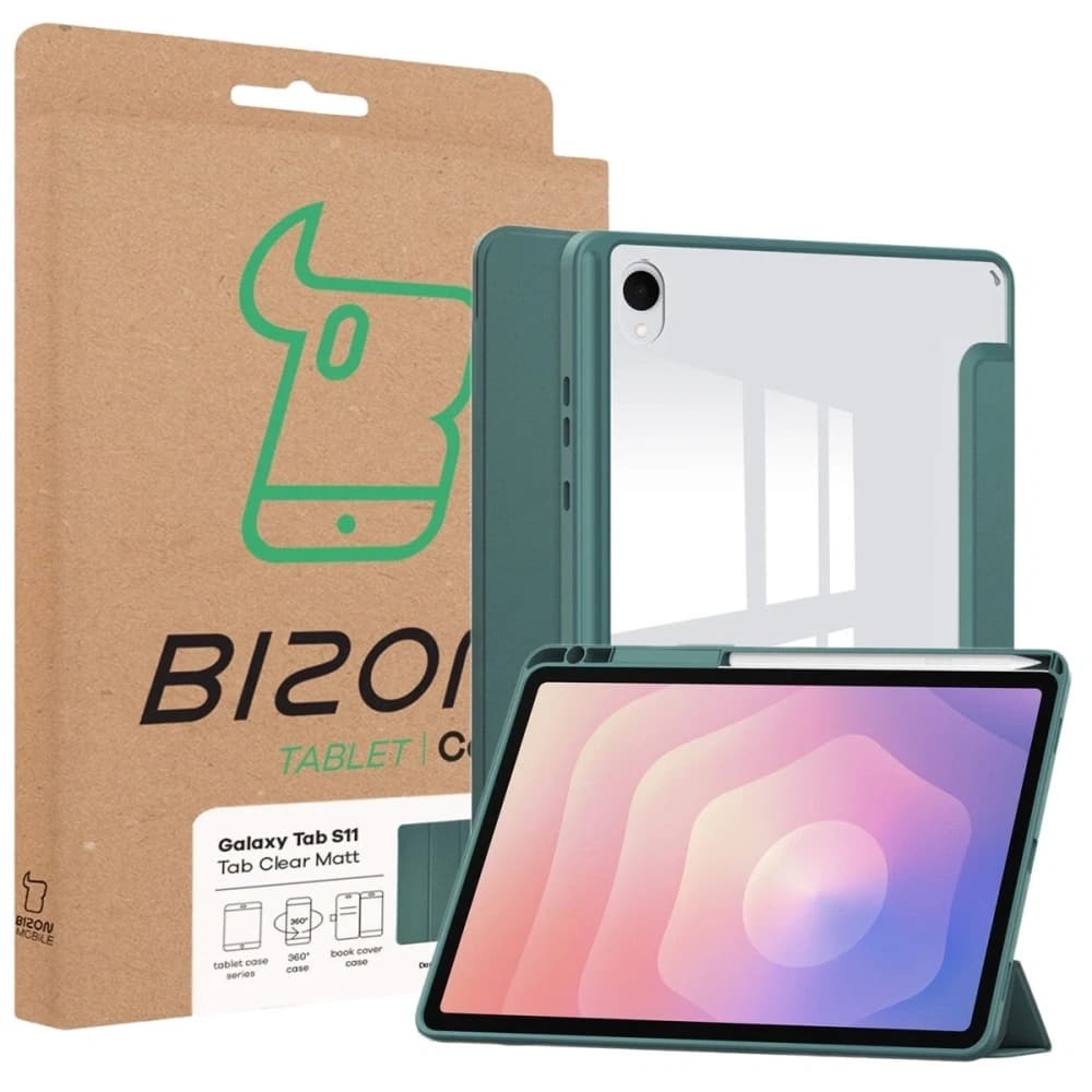 Bizon Case Tab Clear Matt Samsung Galaxy Tab S11 tmavě zelená - 8