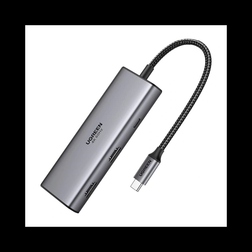 Adapter / Hub USB-C 7w1 Ugreen CM498, 2x HDMI 4K@60Hz, 2x USB, PD 100W - 1