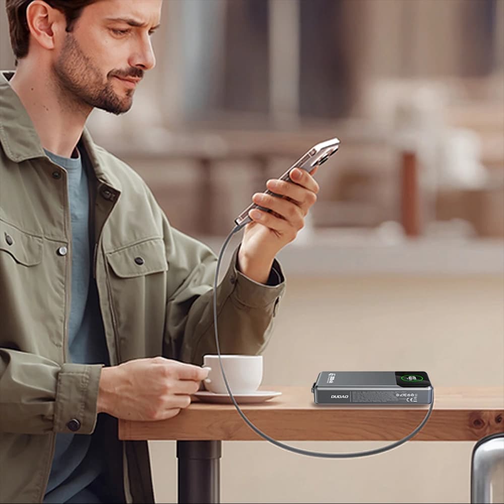 Powerbank Dudao K31 Pro 45W 20000mAh z wbudowanym zwijanym kablem USB-C - szary - 6